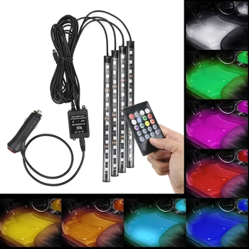 

24/36/48 LED Remote/Voice Control LED Car Foot Light Ambient Lamp Automotive Interior Decorative Lights Atmosphere Lamp