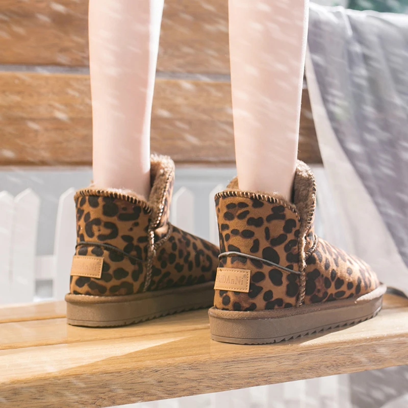 Lucyever Winter Women Thicken Warm Plush Snow Boots Mix Color Platform Cotton Shoes Woman Slip on Flat with Ankle Boots Female