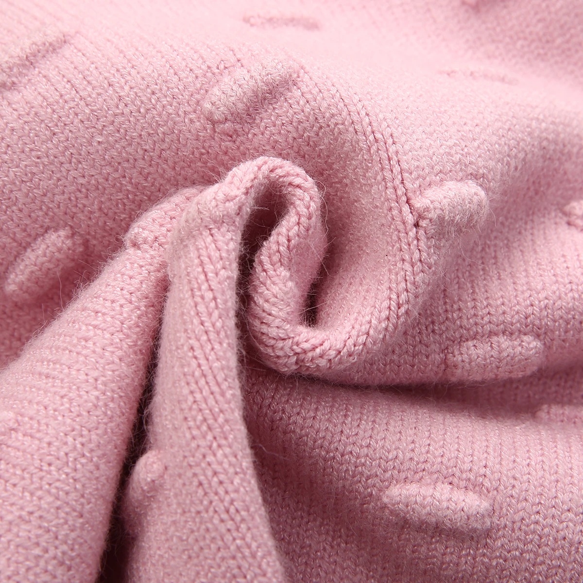 Вязаный свитер для маленьких девочек; осенне-зимняя одежда; однотонные топы с длинными рукавами; Повседневный теплый пуловер; цвет розовый, белый, От 6 месяцев до 5 лет