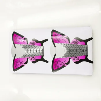 

500pcs Nail Forms Butterfly Shaped Nail Art Guide Form Sticker Acrylic UV Gel Tip Extension Golden Nail Paper Holder Nail Tool