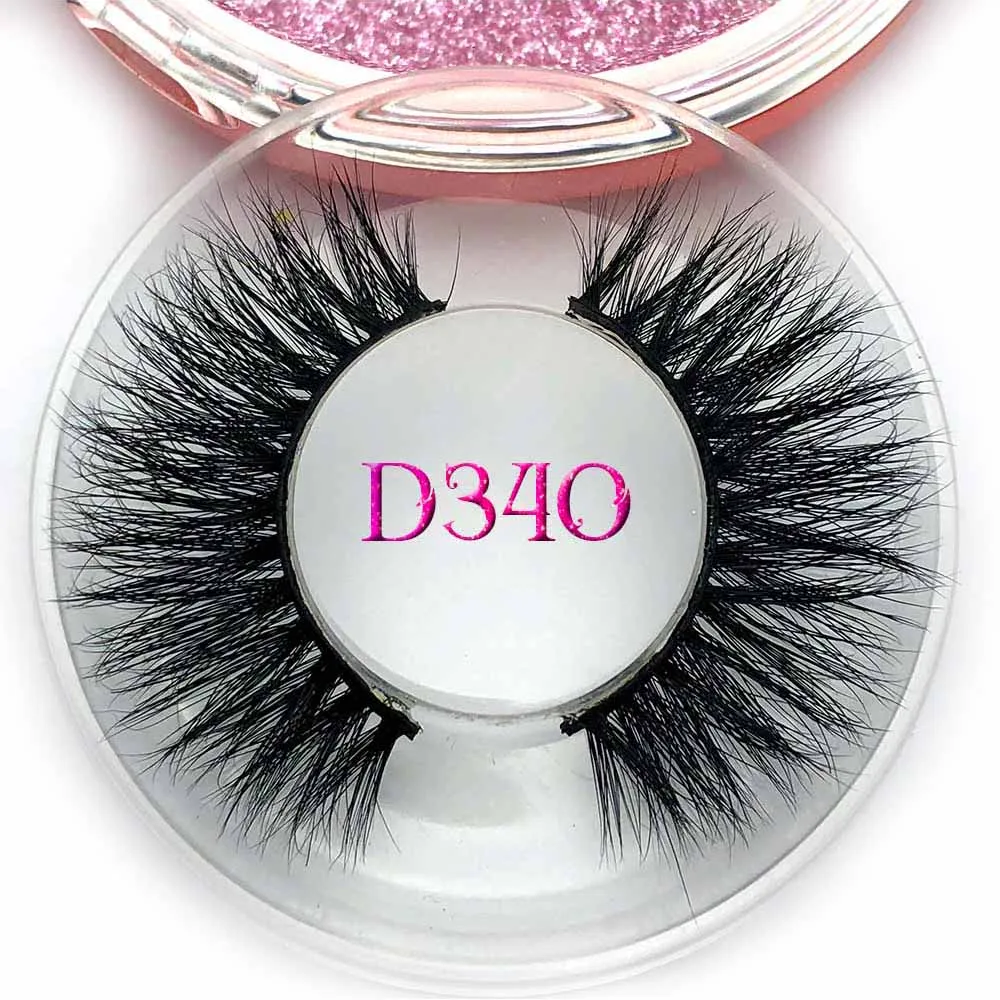 D340 Mikiwi 30 стилей, 3D норковые ресницы, толстые, ручная работа, полная полоска, ресницы, бесплатно, роскошный макияж, драматический, розовый, золотой, круглый чехол, ресницы - Цвет: D340