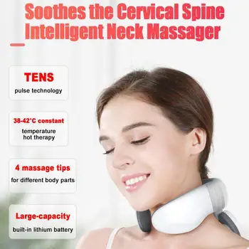 

Remote Control Neck Massager Constant Heat 4D Kneading Massager Home Office Car Use