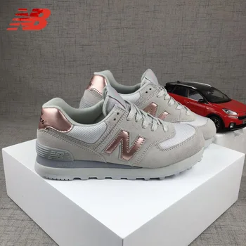 

Women N New Balance NB574 Gold Reflective Retro Light Walking Shoes,Female WL574 Breathable Durable Outdoor Sneakers Eur 36-39