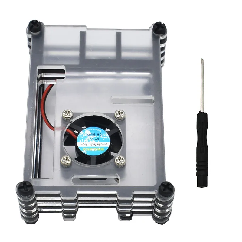 Acrylic Clear Case Shell W Cooling Fan Heat Sink Set For Raspberry Pi 4 Model B 4