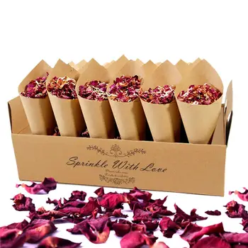 

QIFU Flower Confetti Cone Holder Paper Cone Romantic Wedding Party Decor Weeding Decor for Weddings Rustic Weding Table Decor