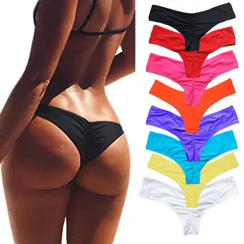 

2020 Women Briefs Sexy Bikini Bottom Side Ties Brazilian Thong Swimsuit Classic Cut Bottoms Biquini Swim Short Ladies Swimsuit