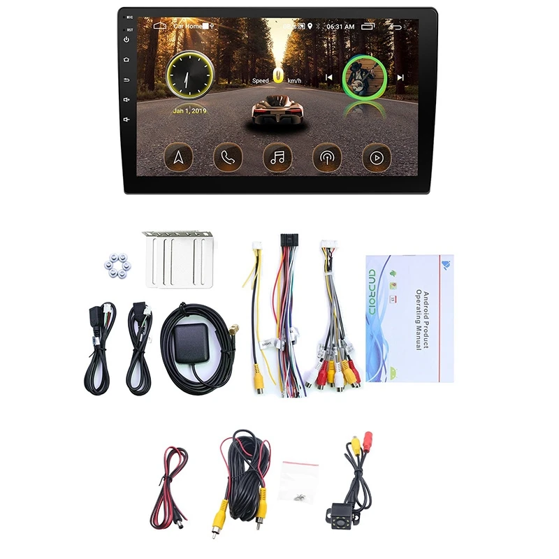 2 Din 10 1 дюймов Android 8 Универсальное автомобильное радио 1G + 16G стерео GPS Navi WIFI USB Bluetooth