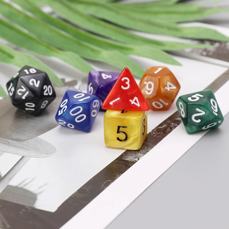 7 шт./компл. многогранные кости для TRPG настольная игра акрил M5TC|Кубики| |