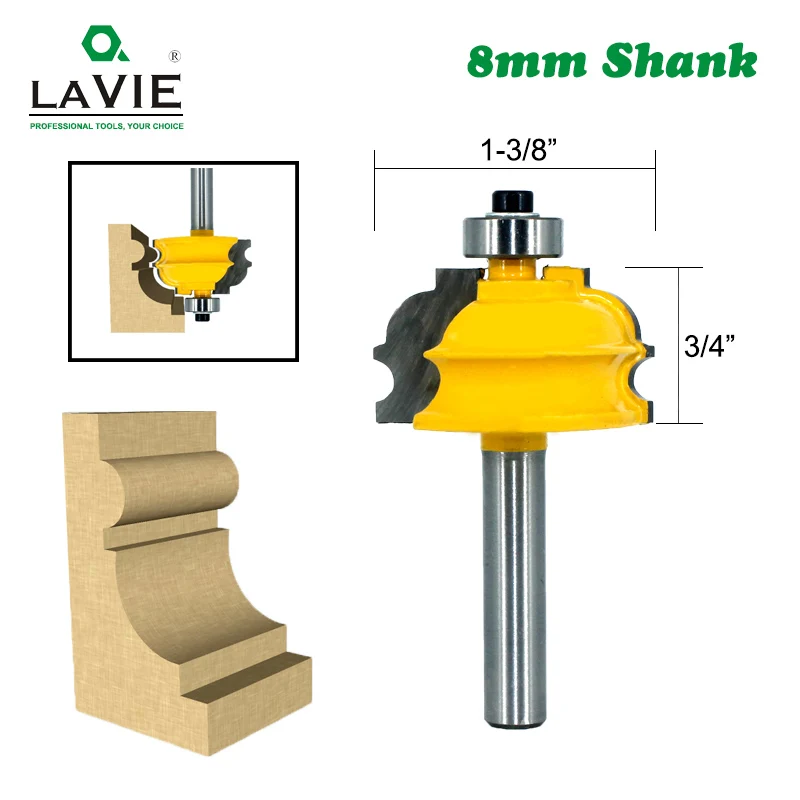 

LAVIE 1pc 8MM Shank Special Architectural Handrail Molding Router Bit Woodworking Cutter Milling for Wood Bit Face Mill MC02077