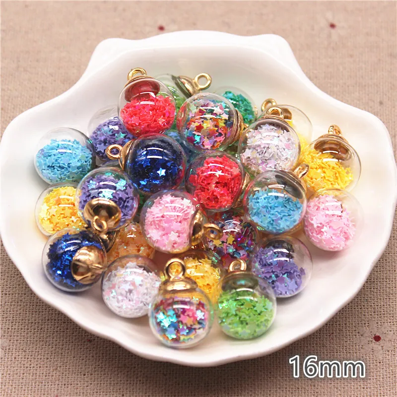 

10pcs 16cm Colorful Transparent Glass Ball Pendant Quicksand Star Sequin DIY Earrings Jewelry Accessories