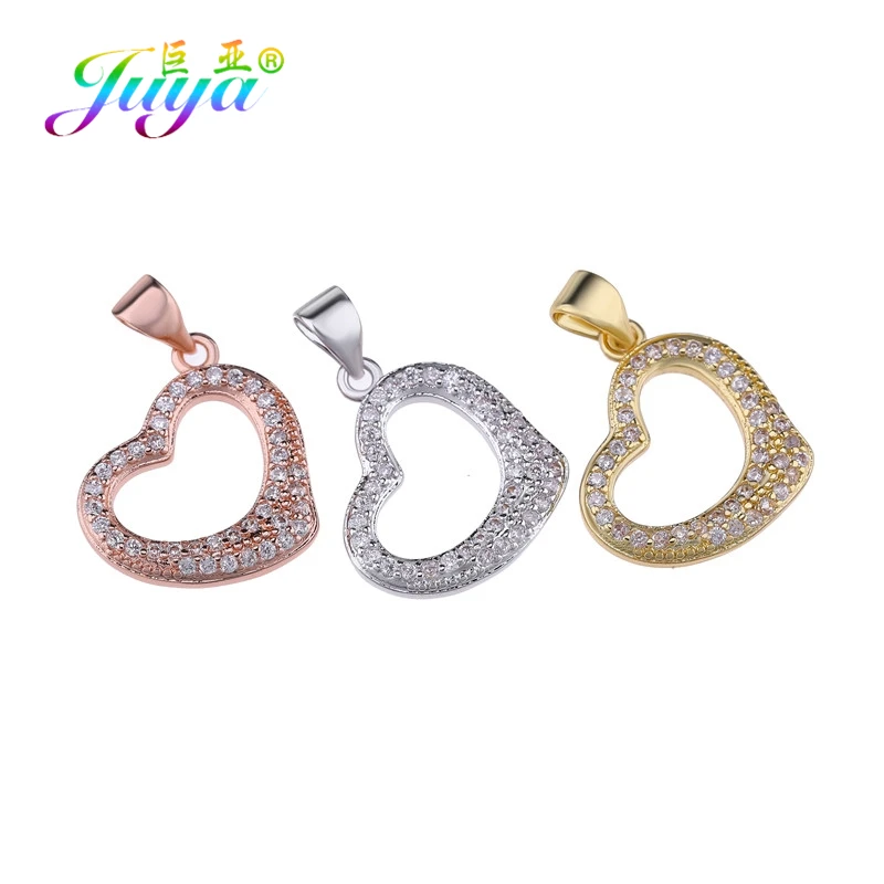 Кулоны Juya Micro Pave с цирконием золотое/Розовое Золотое любовное сердце