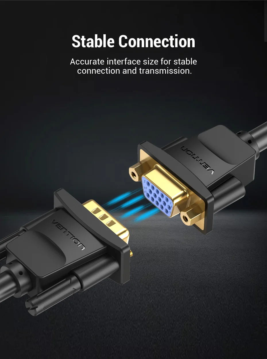 Vention Удлинительный кабель VGA 1080P VGA папа-мама удлинитель 1 м 1,5 м 2 м 3 м 5 м для компьютера Проектор Монитор удлинитель VGA