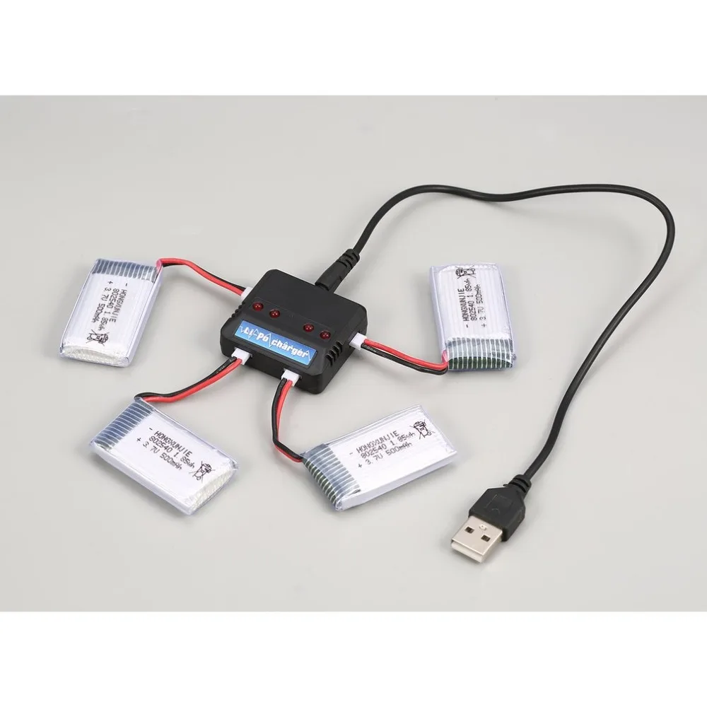 4 шт 3,7 V 500mAh батарея+ 4 в 1 USB зарядное устройство для Syma X5 X5C X5SC X5SW MJX X705C RC Дрон Квадрокоптер запасные части батареи