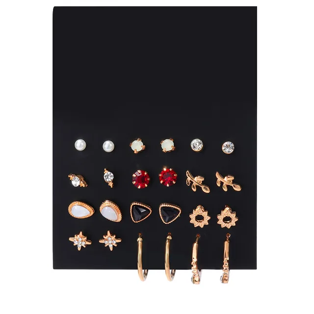 BLINLA Fashion New Stainless Steel Acrylic Crystal Stud Earrings for Women Jewelry Vintage Roman Numerals Smmaallye Earring 2021 SET 11
