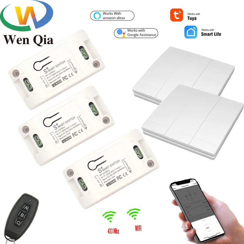 WiFi/433 МГц умный светильник Wenqia беспроводной пульт дистанционного управления и 3