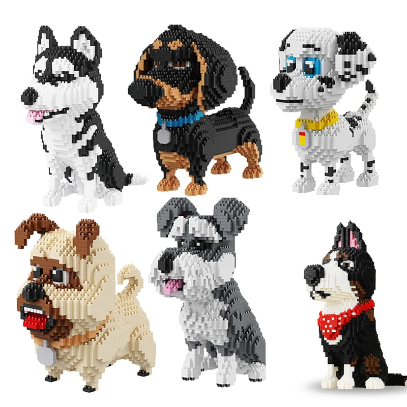 

2100pcs Hot Sale Cartoon Dog Mike Dog Mini Dachshund Model Block Building Brick Toys For Children Gifts Dog Pets Building Blocks
