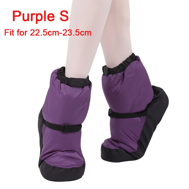 Elasta Bootie; теплые балетки для женщин; Танцевальная обувь; зимние теплые пуховые сапоги для женщин; Цвет фиолетовый, черный - Цвет: Purple S