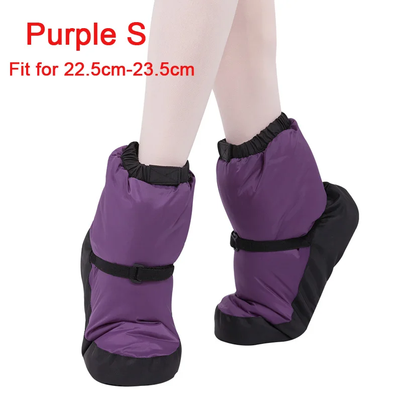 Purple S Elasta Bootie; теплые балетки для женщин; Танцевальная обувь; зимние теплые пуховые сапоги для женщин; Цвет фиолетовый, черный - Цвет: Purple S