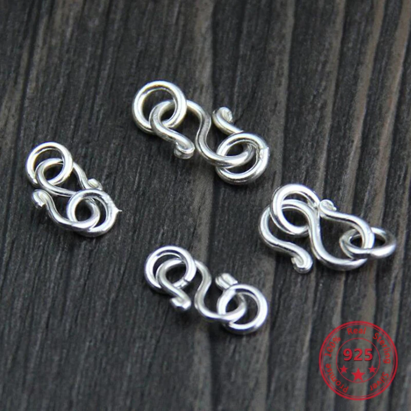 

925 Sterling Silver Buckle Double Ring Clasps Making For Necklaces Bracelets DIY Jewelry Findings Accessories Wholesale