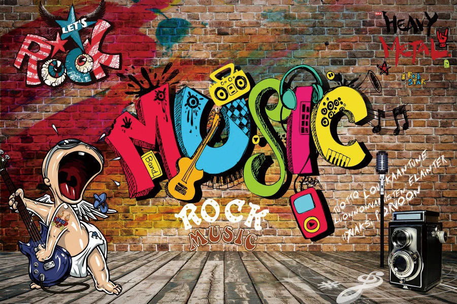 Laeacco декорации с граффити для фотографии кирпичная стена гранж узор рок музыка вечерние Детские Портретные Фото фоны фотосессия