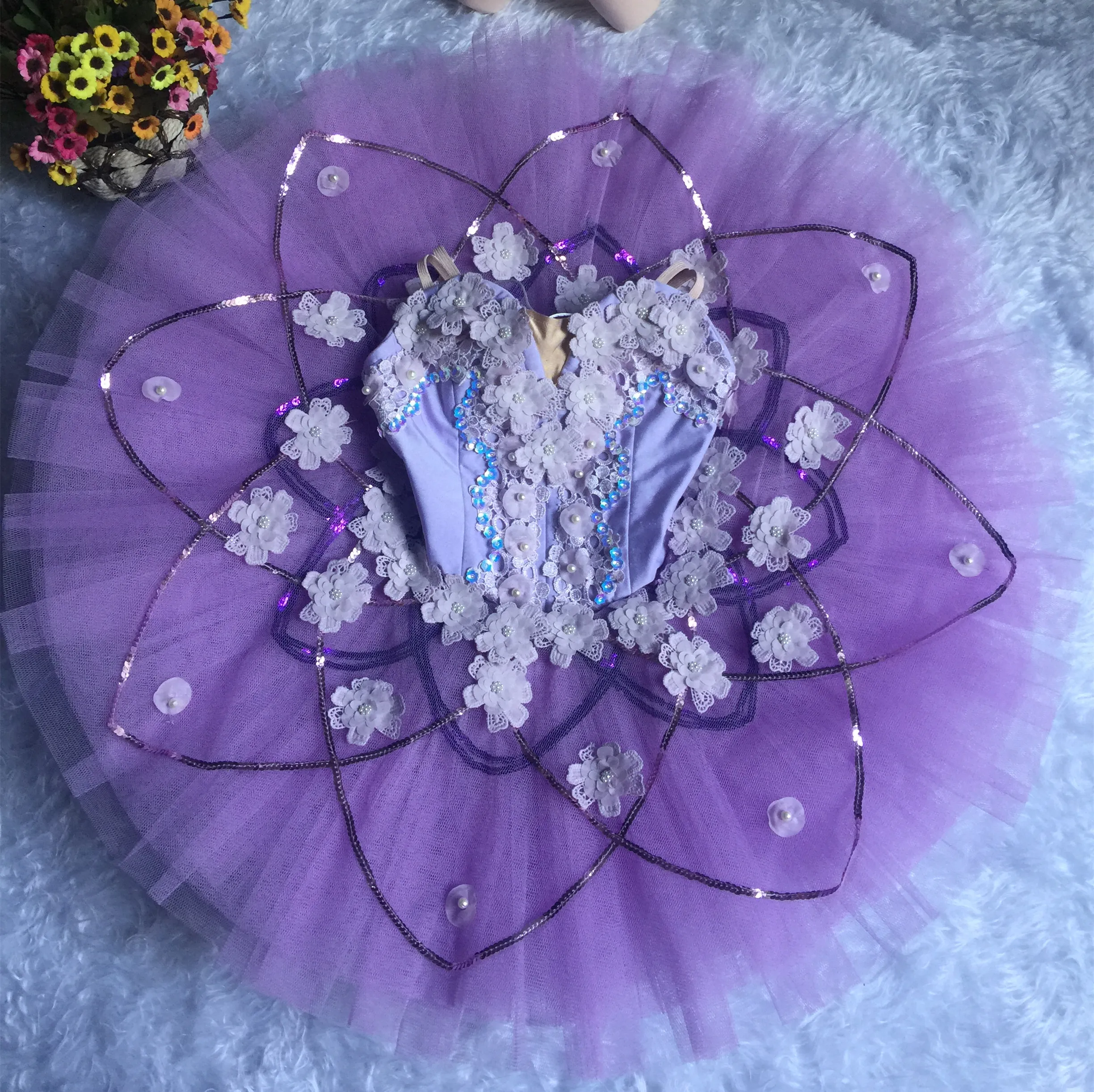

Professional High Quality Classical Purple Yellow Performance Wear Ballet Tutu