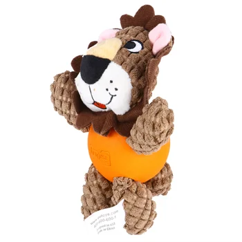 

Lion Shape Sounding Toy Dog Bite Toy Educational Playing Doll Creative Pet Training Toy (Light Brown)