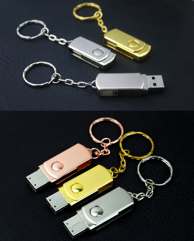 Металлическая ручка привода брелок USB флэш-накопитель 128 Гб памяти Stick16GB 32 Гб 64 Гб 128 ГБ 256 ГБ вращение USB Реальная емкость USB 2,0