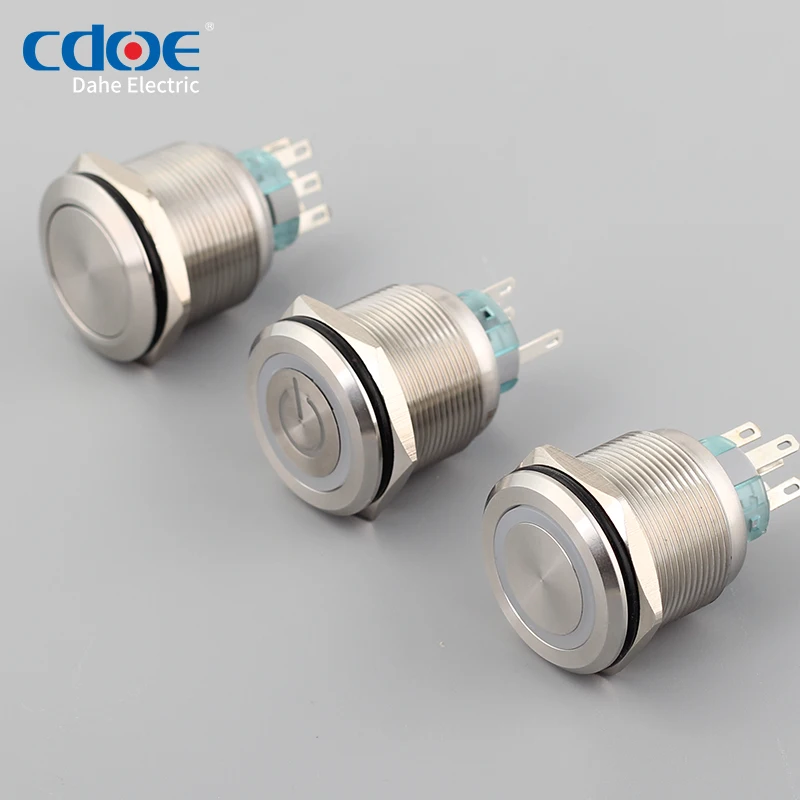 Металлический кнопочный выключатель 25 мм водонепроницаемый светильник DPDT