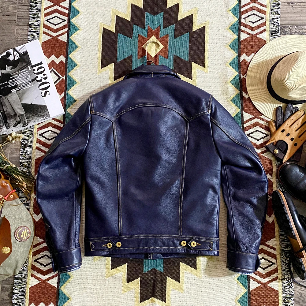 Men Classic Casual Short Leather Jacket Super slim blue genuine cowhide,fashion,men leather jacket