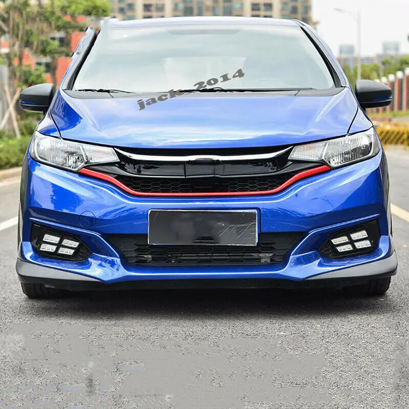 Для Honda Fit/Jazz автомобильный бампер Передняя решетка для гриля ABS красная отделка полосы 1 шт