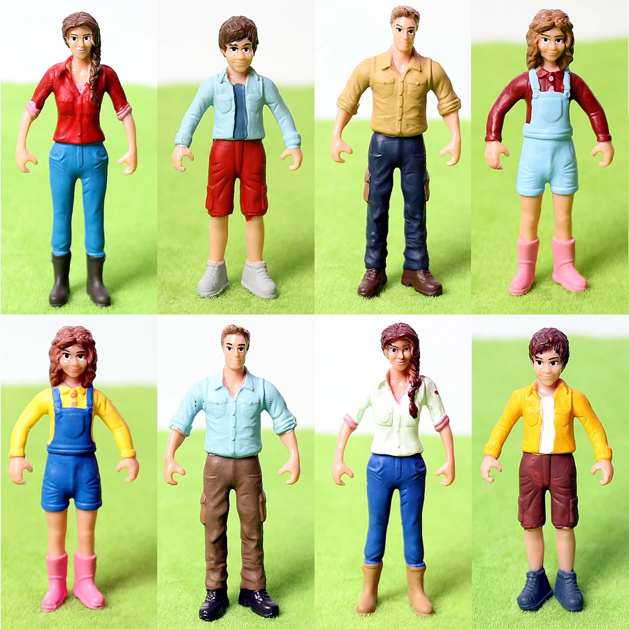 Simulazione fattoria personale persone agricoltore figura in miniatura giocattolo, figurine modello collezione giocattolo decorazione del giardino accessori statua - immagine 4