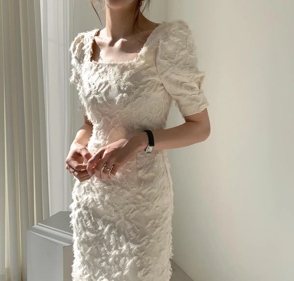 

2020 New Vintage Square Collar Tassel Women Summer Dress Elegant Short Sleeve Backless Solid Mermaid Dress Female Party Vestidos
