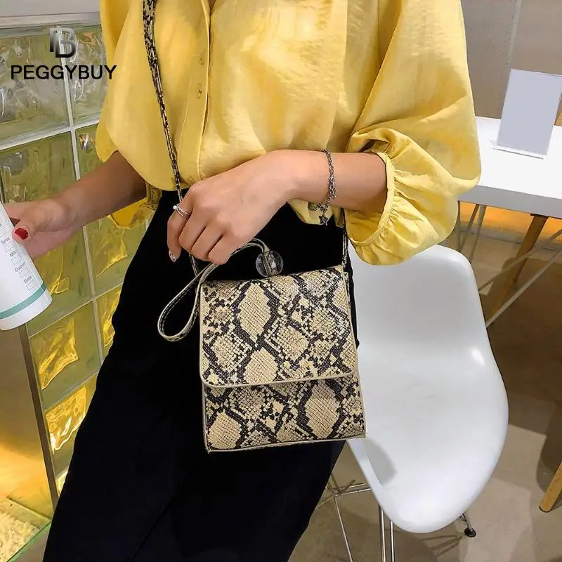 Fashion Snake Print Shoulder Messenger Handbags Women Leather Flap Crossbody Bags PU Leather Women Messenger Bag Dropshipping