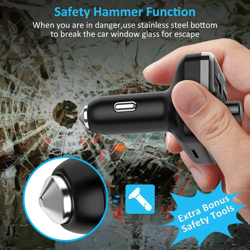 Car Bluetooth Fm Transmitter 7 Colors Led Backlit Bluetooth Car Adapter with Hands-Free Calling Qc3.0 Car Charger Support Usb Di