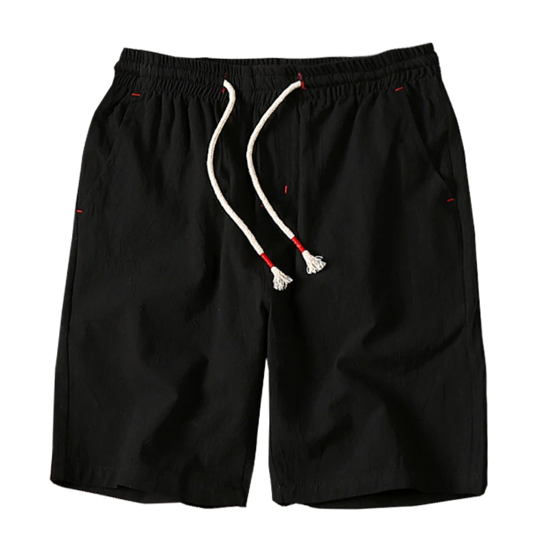 Летние новые хлопковые шорты свободные мужские повседневные шорты черные белые шорты с завязками на талии мужские шорты размера плюс 4XL 5XL