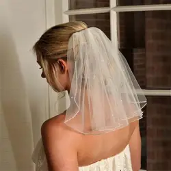Party Veils Wedding Veils Short Bridal Veils Shoulder Length Handmade Soft Tulle Pearls Bride Veil Wedding Favor Free Comb