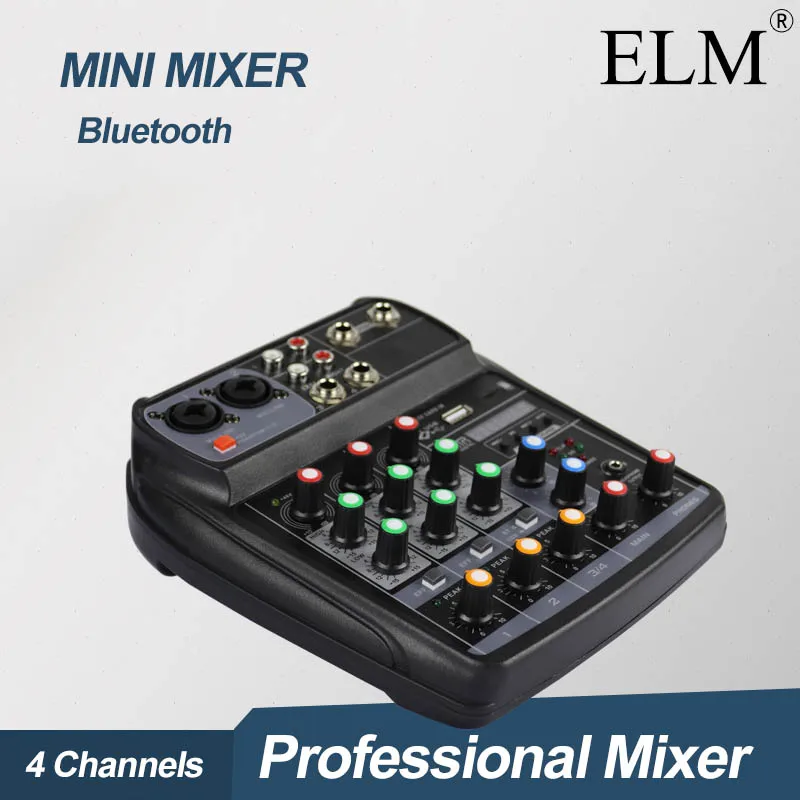 Аудио миксер ELM для караоке микшерный пульт компактный звуковой карты цифровой BT