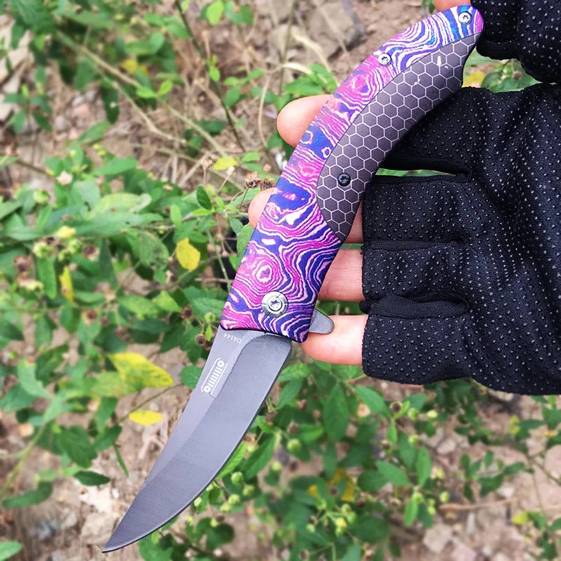 Colour 440c ножи Мини карманный складной нож титановое лезвие из нержавеющей стали с деревянной ручкой маленький походный инструмент для повседневного использования Тактический охотничий нож - Цвет: Colour