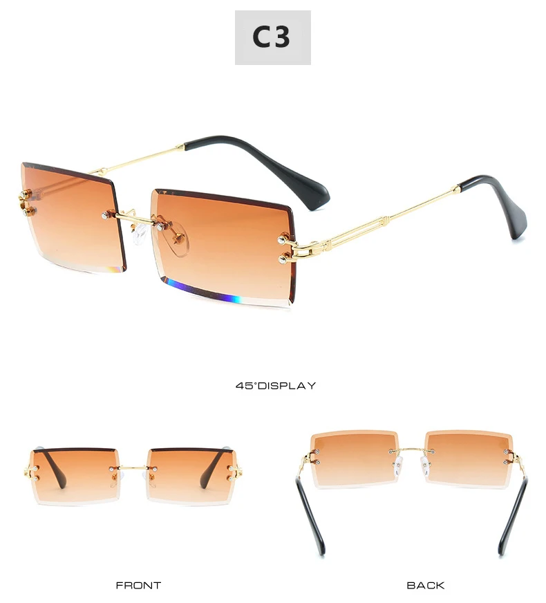 2022 Retro Sunglasses Women Brand Designer Fashion Rimless Gradient Sun Glasses Shades Cutting Lens Ladies Frameless Eyeglasses guess sunglasses