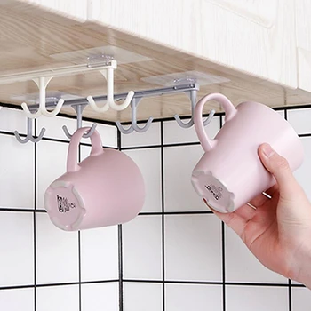 

Kitchen Powerful No Trace Nail-Free Hook Cabinet Hanging Cabinet Storage Hanger Cookware Towel Dish Rack