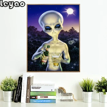 

diy Diamond Mosaic portrait Full Square round Diamond Painting Cross Stitch Diamond Embroidery Alien Picture Of Rhinestones