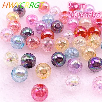 

New 50 Pcs/lot 8mm Transparent Broken Flower AB Color Round Beads Loose Spacer Beads for Jewelry Making DIY Bracelet #12