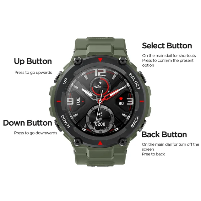 Original Amazfit T rex T-rex Smartwatch for men 5ATM Control Music GPS Smart Watch 20 days battery life MIL-STD for Android 4