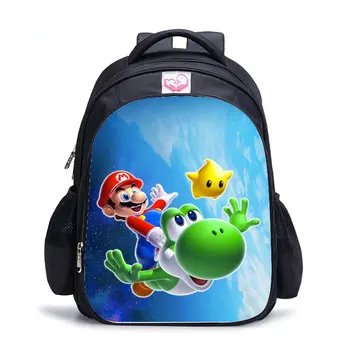 

16 inch Cartoon Backpack Super Mario Bros Children Backpack Schoolbag Boys and Girls Orthopedic Backpack Mochila Escolar