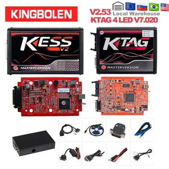 

KESS V2 V2.53 V5.017 EU Red ECM Titanium KTAG V2.25 V7.020 4 LED Online Master Version BDM Frame fgtech ECU OBD Truck Programmer