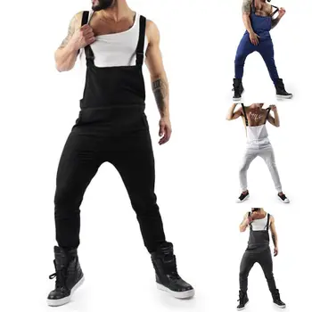 

Men Slim Casual Solid Color Long Plants Sleeveless Overalls Jumpsuits Romper