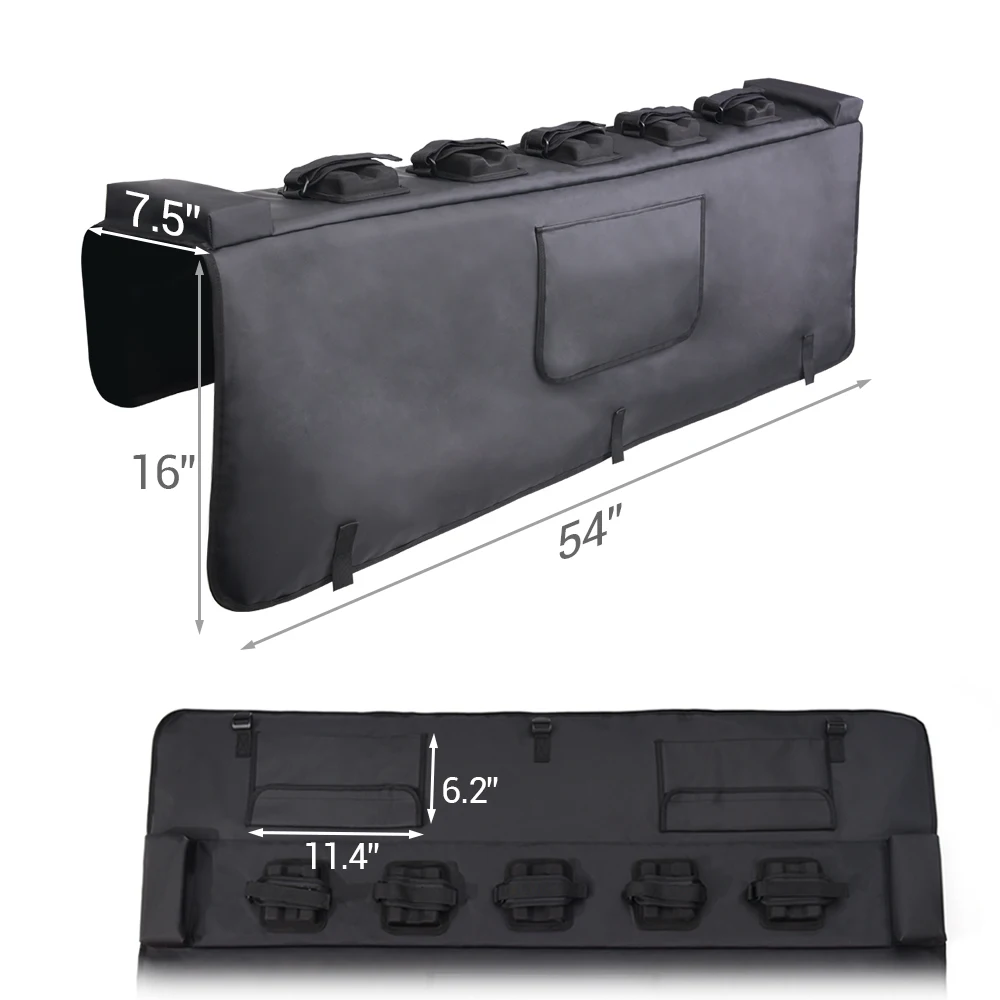 MICTUNING 54 ''x 7,5'' x 16 ''накладка багажника грузовика с защитным ремнем для велосипедной рамы Универсальный защитный коврик багажника с карманом для инструментов