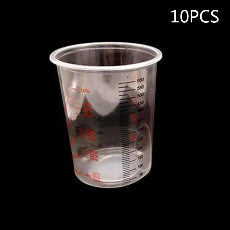 10 шт пластиковые стаканчики для Смешивания Краски 600 мл смешивающий горшок для Смешивания Краски калиброванный набор стаканчиков