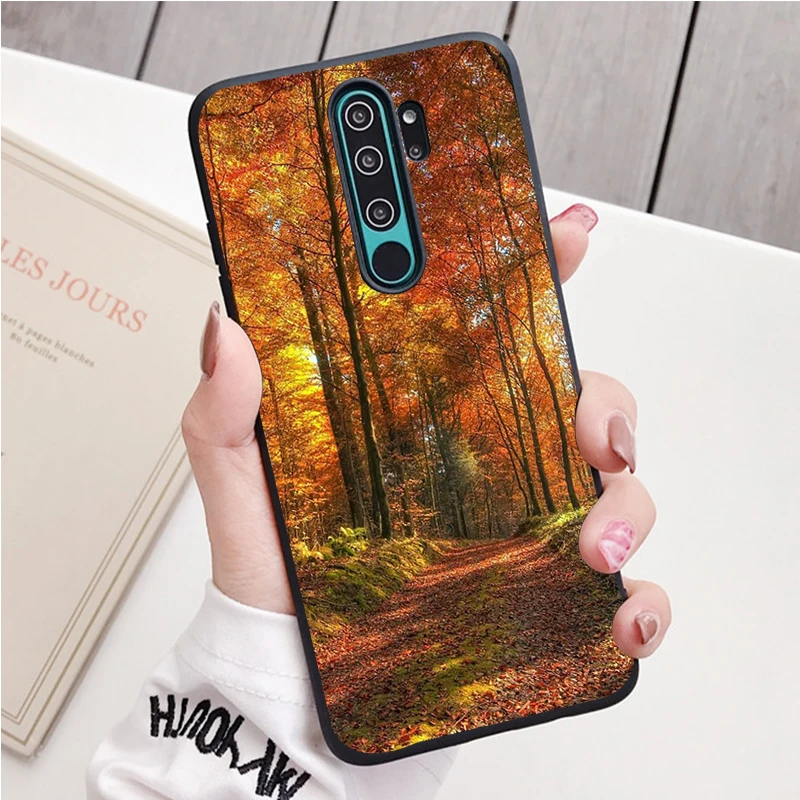 landscape black Silicone Phone Case For Redmi note 8 7 Pro S 8T for redmi 9 7A Cover xiaomi leather case charging