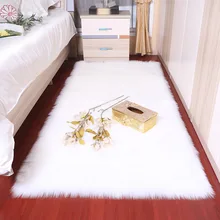 Прямоугольный мягкий пушистый коврик из искусственного меха овчины ковер для гостиной в скандинавском красном центре ковер для спальни белый прикроватный ковер из искусственного меха